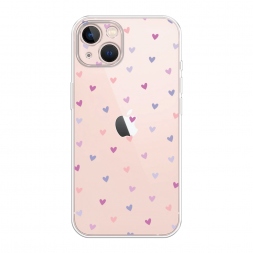Силиконовый чехол Пастельные сиреневые сердечки на iPhone 13