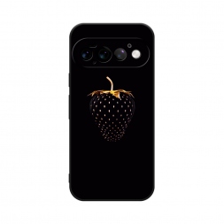 Матовый силиконовый чехол Черно-золотая клубника на Google Pixel 11 Pro