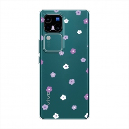 Силиконовый чехол Фиолетовые цветочки рисунок на Vivo V30 Pro