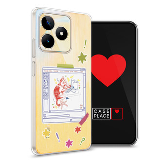 Силиконовый чехол Котик за работой рисунок на Realme C53