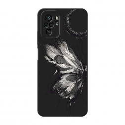 Матовый силиконовый чехол Чернильная бабочка на Xiaomi Redmi Note 10