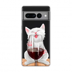 Силиконовый чехол Кот с бокалом на Google Pixel 7 Pro