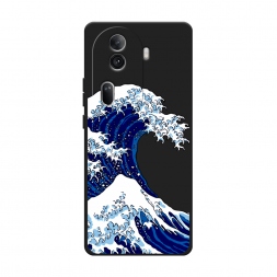 Матовый силиконовый чехол Волна в Канагаве на Oppo Reno 11 Pro (Global)