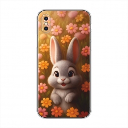 Силиконовый чехол Серый зайка на лугу на iPhone XS Max (10S Max)