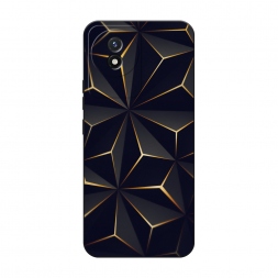 Матовый силиконовый чехол Черные полигоны на Vivo Y02