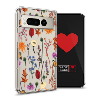 Силиконовый чехол Orange Purple flowers на Google Pixel Fold