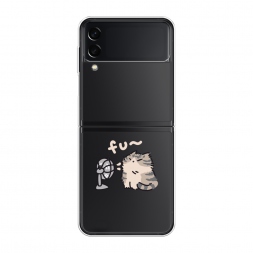 Силиконовый чехол Котик с вентилятором на Samsung Galaxy Z Flip 3