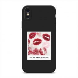 Матовый силиконовый чехол Полароид губы 1 на iPhone X (10)