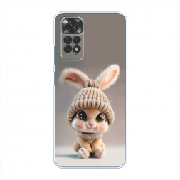 Силиконовый чехол Крольчонок в вязаной шапке на Xiaomi Redmi Note 11 4G Global