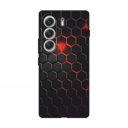 Матовый силиконовый чехол Фон соты красные на Tecno Camon 40