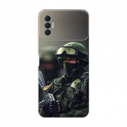 Силиконовый чехол Солдат на Tecno Spark 8P
