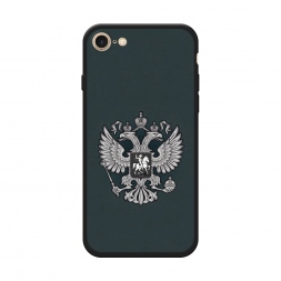 Матовый силиконовый чехол Герб России серый на iPhone 8