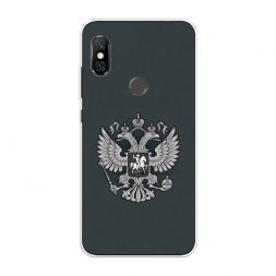 Силиконовый чехол Герб России серый на Xiaomi Redmi Note 6 Pro