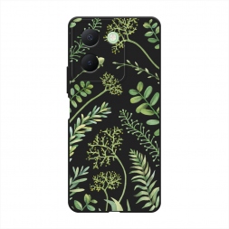 Матовый силиконовый чехол Green Leaves на Vivo Y27S