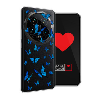 Силиконовый чехол Синие бабочки на Xiaomi 14 Ultra