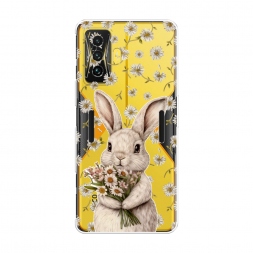 Силиконовый чехол Зайка с букетом на Xiaomi Poco F4 GT