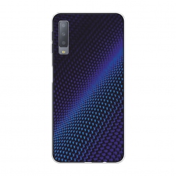 Силиконовый чехол Синий карбон на Samsung Galaxy A7 2018