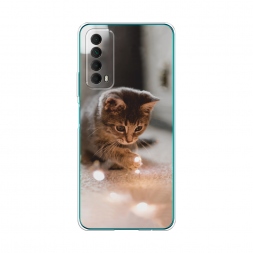 Силиконовый чехол Котенок с огоньками на Huawei P Smart 2021