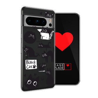 Силиконовый чехол Black cat doodles на Google Pixel 8 Pro