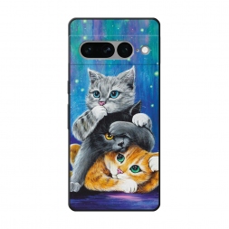 Матовый силиконовый чехол Три кота рисунок на Google Pixel 7 Pro