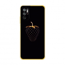 Силиконовый чехол Черно-золотая клубника на Xiaomi Poco M3 Pro