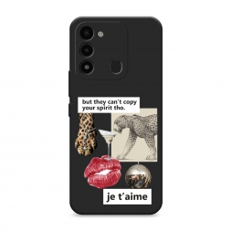 Матовый силиконовый чехол Леопардовый коллаж на Tecno Spark 8C