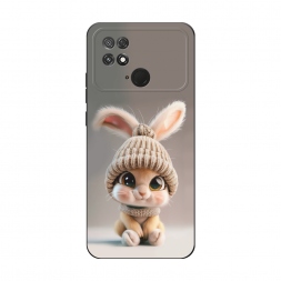 Матовый силиконовый чехол Крольчонок в вязаной шапке на Xiaomi Poco C40