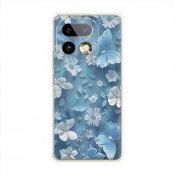 Силиконовый чехол Голубые глазурные цветы на Realme 16 Pro Plus