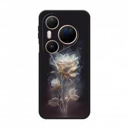 Матовый силиконовый чехол Белая фантазийная роза на Huawei Pura 80 Ultra