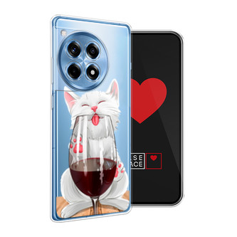 Силиконовый чехол Кот с бокалом на OnePlus 12R