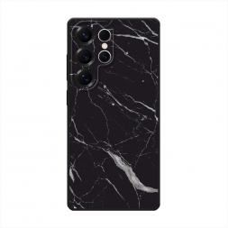 Матовый силиконовый чехол Черный минерал на Samsung Galaxy S25 Ultra