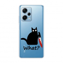 Силиконовый чехол Котик с ножом на Redmi Note 12 Pro Plus
