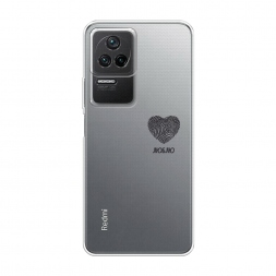 Силиконовый чехол Отпечаток сердца черный на Xiaomi Poco F4
