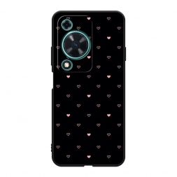Матовый силиконовый чехол Черный фон и сердечки на Huawei Nova Y72