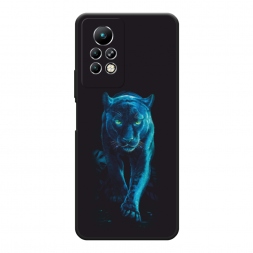 Матовый силиконовый чехол Пантера в лунном свете на Infinix Note 11 Pro