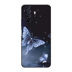 Матовый силиконовый чехол Кристальные бабочки на Huawei Nova Y70